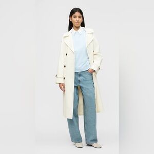 NWT DNKY Womens Oversized Long Trench Coat Double Breasted Windproof with Belt